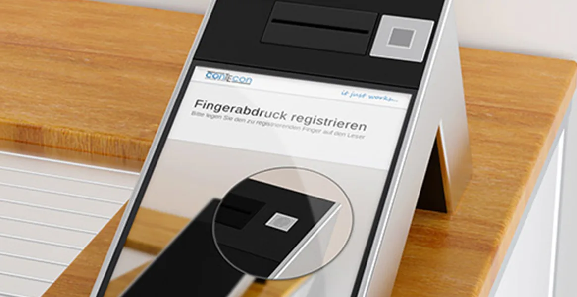 Ein Fingerabdruckscanner zur sicheren Identifizierung im Safe-Center Lübeck.