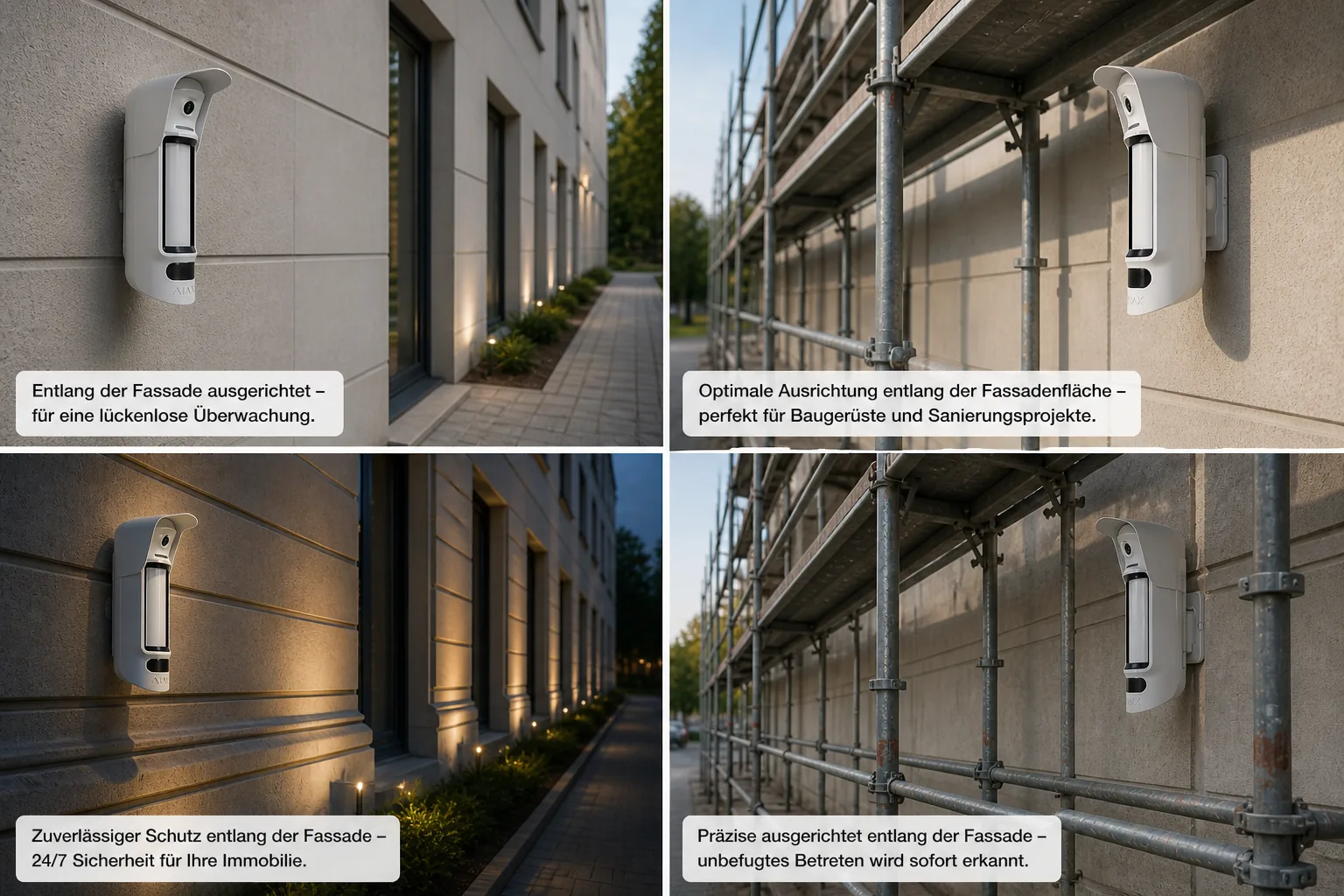 Sicherheitskamera für die Fassaden- und Gerüstüberwachung zur effektiven Absicherung von Immobilien vor unbefugtem Zutritt.